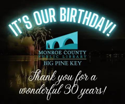 Image with the words it's our birthday - thank you for a wonderful thirty years