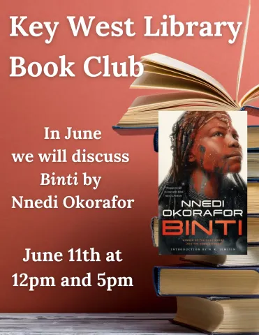 Book Club at the Key West Library on June 11th at 12pm and 5pm