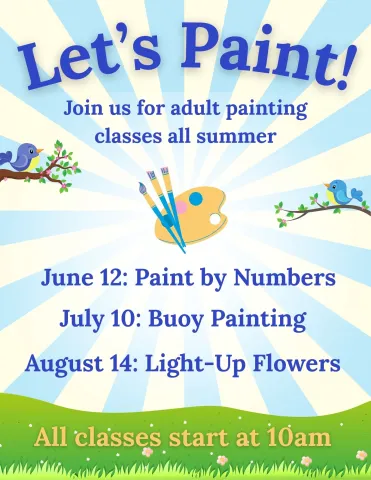 Adult painting classes at the Key West Library on June 12, July 10, and August 14 at 10am