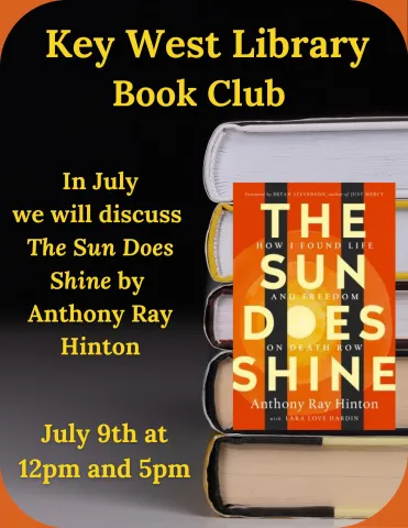 Key West Library Book Club on July 9th at 12pm and 5pm