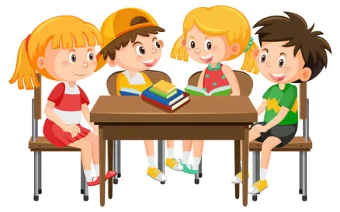 Kids socializing at table