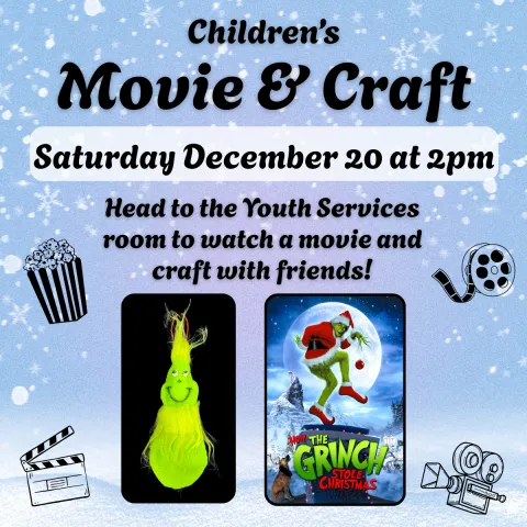Children's Movie and Craft on December 20 at 2pm at the Key West Library