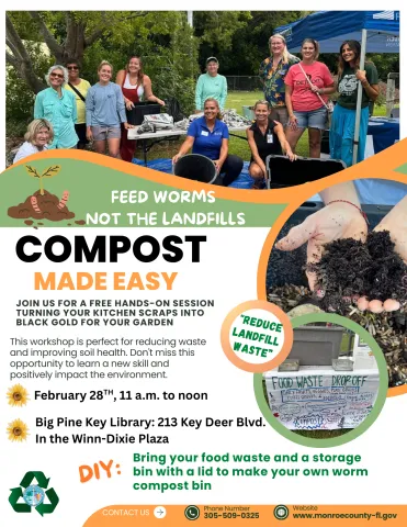 Flyer for Compost Workshop, February 28th at 11am at the Big Pine Key Library