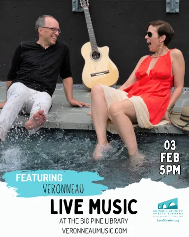 Image of Veronneau with event details, February 3rd at 5pm at the Big Pine Library