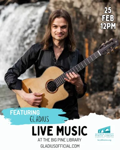 Image of Gladius with event details, February 25th at 12pm at the Big Pine Library