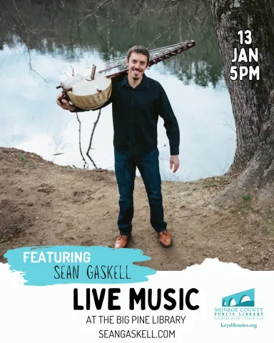 Image of Sean Gaskell with event details, January 13th at 5pm at the Big Pine Library