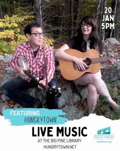 Image of Hungrytown with event details, January 20th at 5pm at the Big Pine Library