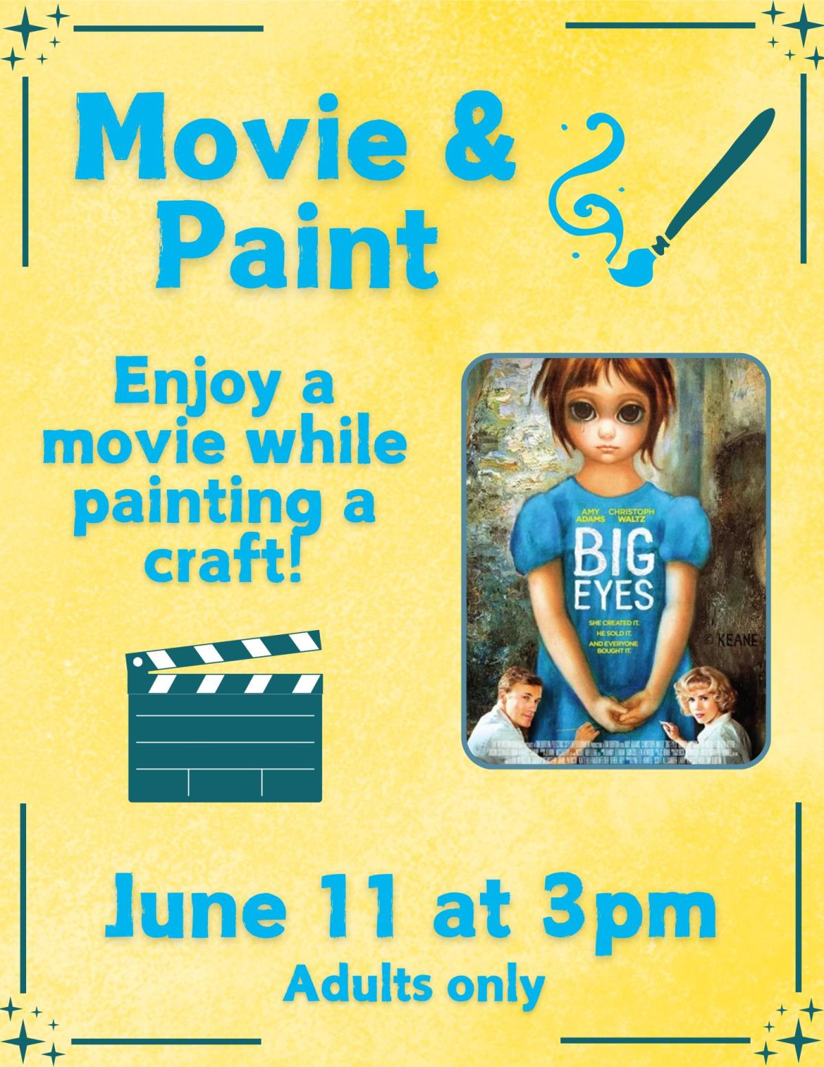 Movie & Paint at the Key West Library on June 11 at 3pm. Adults only.