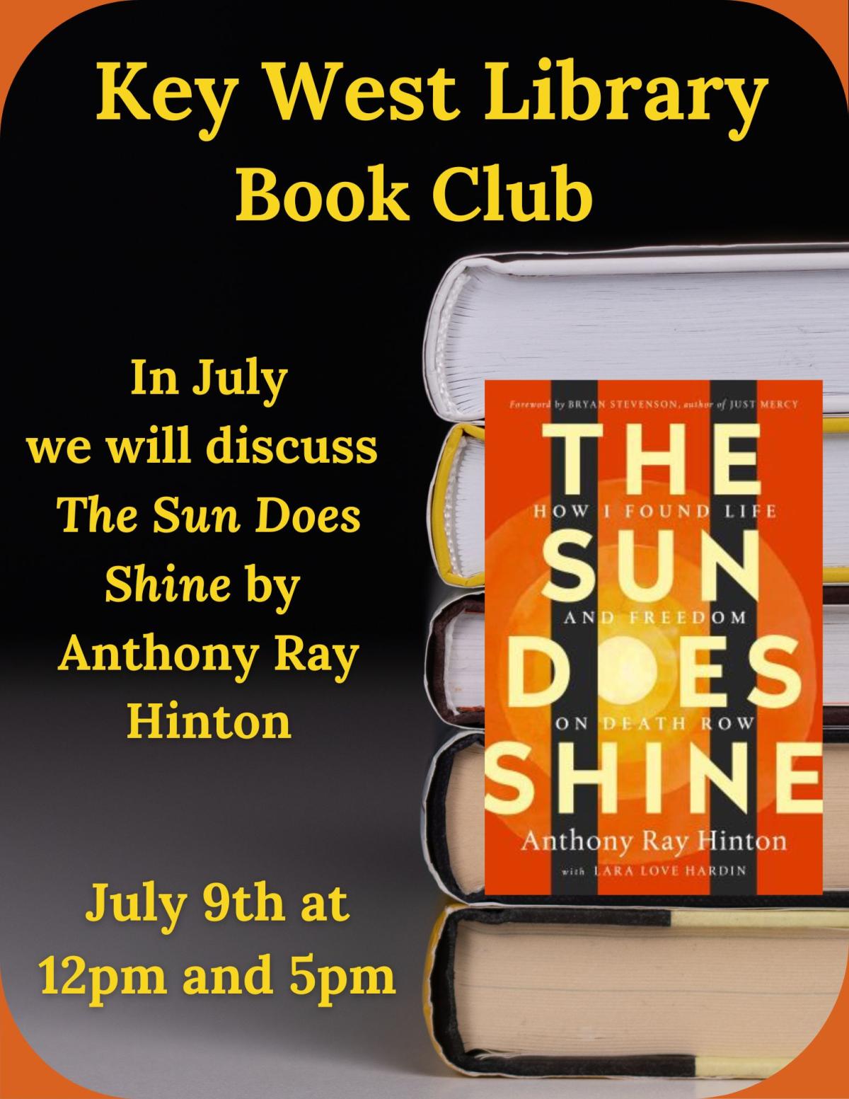 Key West Library Book Club on July 9th at 12pm and 5pm