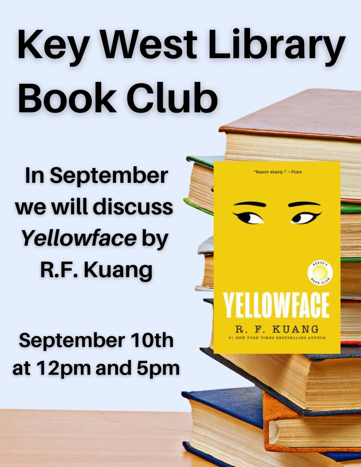 Key West Library Book Club on September 10 at 12pm and 5pm.