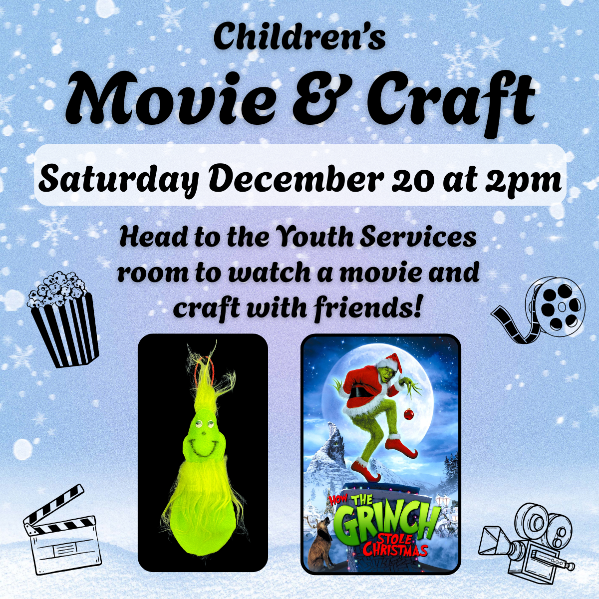 Children's Movie and Craft on December 20 at 2pm at the Key West Library